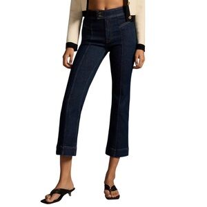 Anthropologie Pilcro The Nyhavn Cropped Flare Leg Jeans Dark Blue Sz 32